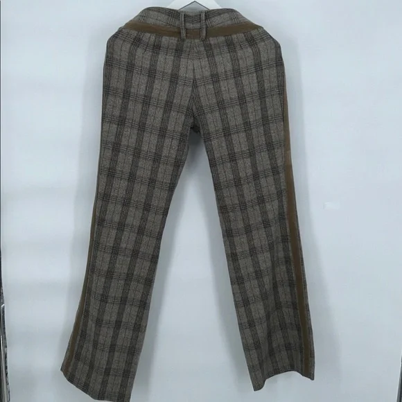 Dolce & Gabbana Plaid Tailored Pants Brown Gray Straight Leg Women Italy - Picture 5 of 13